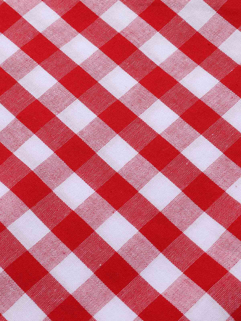 Red 1950s Strawberry Plaid Suspender Romper: timeless 1950s elegance she makes her own