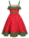 This Red 1950s Strawberry Ruffle Belt Dress wraps her in 1950s elegance, one twirl at a time