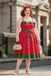 Red 1950s Strawberry Ruffle Belt Dress: where 1950s romance meets her modern spirit