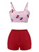 Red 1950s Striped Cherry Strap Swimsuit, vintage swimsuit, pin-up swimwear - perfect for women who love vintage and retro fashion