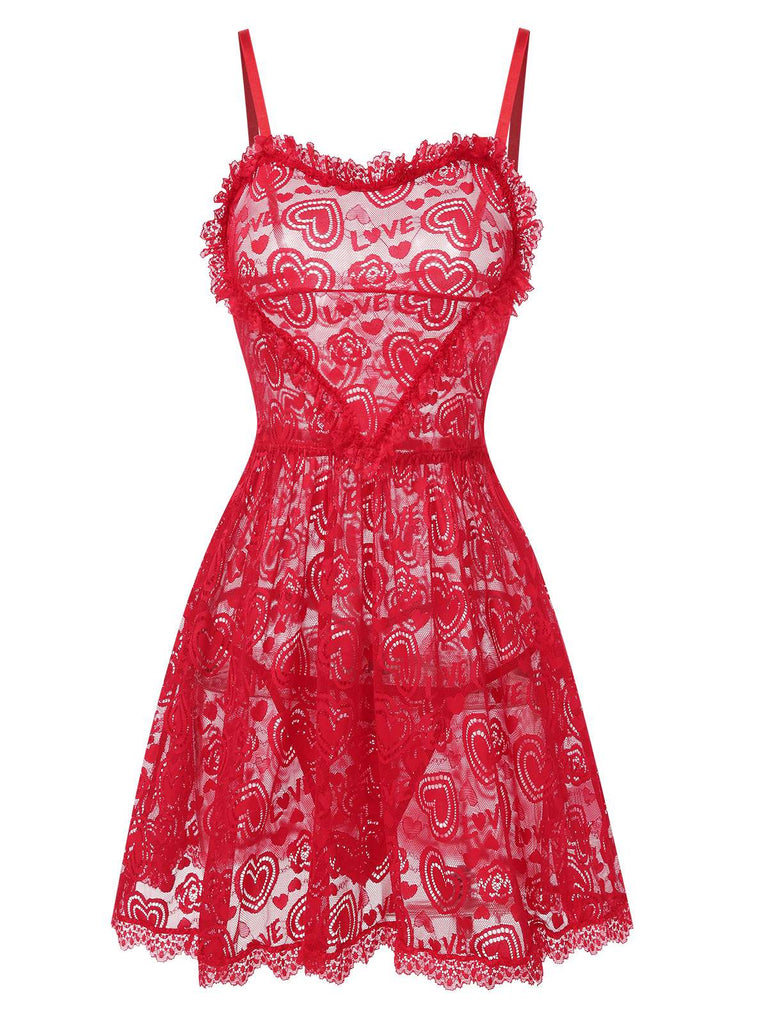 1950s Valentine Hearts Lace Straps | 1950s | vintage dress, retro fashion
