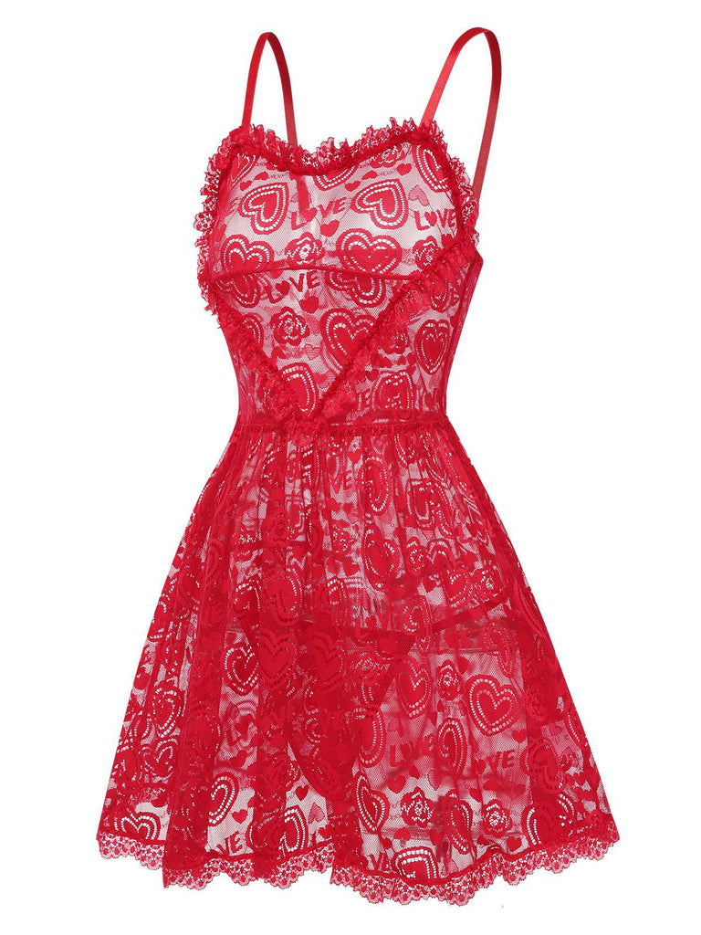 1950s Valentine Hearts Lace Straps | 1950s | vintage dress, retro fashion