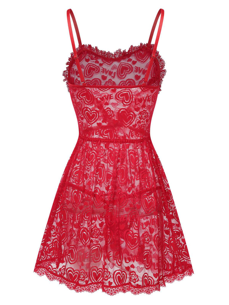 1950s Valentine Hearts Lace Straps | 1950s | vintage dress, retro fashion