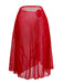 Red 1960s 3D Floral Mesh High-Low Cover-Up - vintage fashion, retro style, elegant red