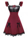 Red 1960s Bow Lace Patchwork Ruffled Nightgown - vintage nightgown, retro sleepwear, elegant red