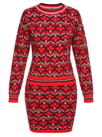 Red 1960s Christmas Jacquard Dress: timeless style reimagined