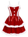 She slips into this Red 1960s Christmas Velvet Double Layer Dress and suddenly it's a 1960s daydream