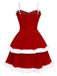 Red 1960s Christmas Velvet Double Layer Dress, vintage dress, retro fashion - perfect for women who love vintage and retro fashion