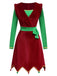 Red 1960s Christmas Wave Hem Contrast Dress, vintage dress, retro fashion - perfect for women who love vintage and retro fashion