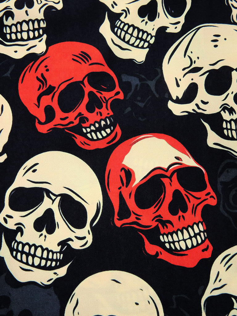 Red 1960s Halloween Skull Strap Dress, vintage dress, retro fashion - perfect for women who love vintage and retro fashion
