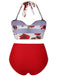 Red 1960s Halter Roses Swimsuit: 1960s Riviera elegance, reimagined for her