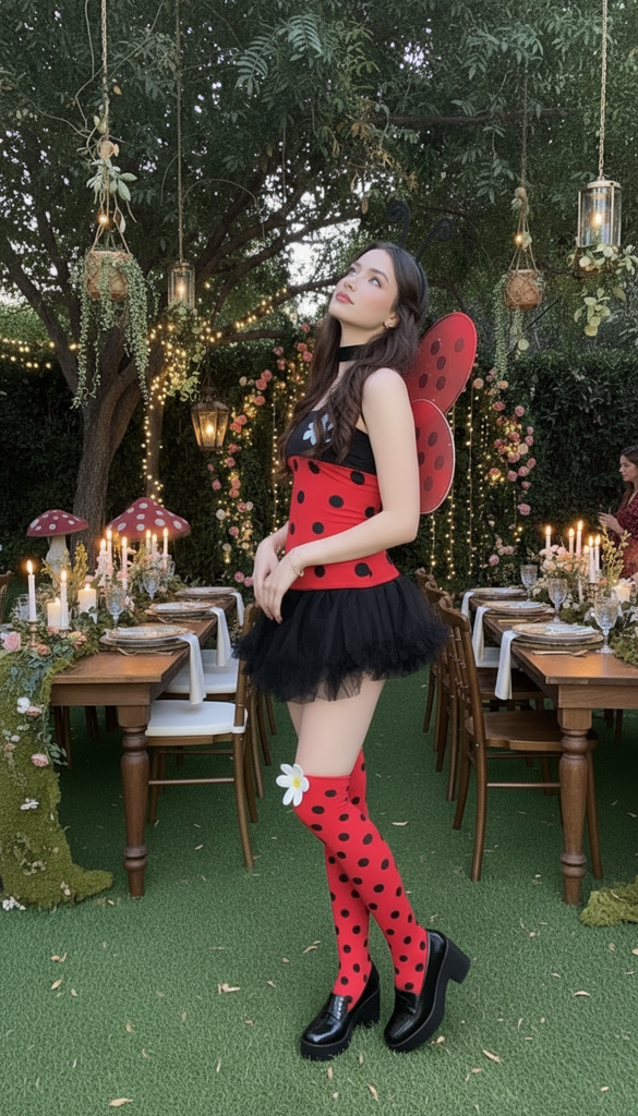 Red 1960s Miraculous Ladybug Cosplay Costume Set - vintage fashion, retro style, elegant red
