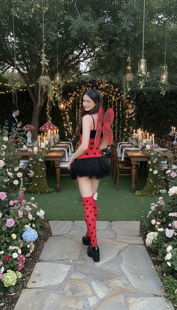 Red 1960s Miraculous Ladybug Cosplay Costume Set - vintage fashion, retro style, elegant red
