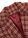 Red 1960s Plaid Lapel Short Coat - vintage fashion, retro style, elegant red