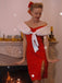 She slips into this Red 1960s Plush Bow Pencil Dress With Cape and suddenly it's a 1960s daydream
