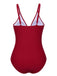 This Red 1960s Polka Dot Patchwork Swimsuit carries 1960s vacation dreams in every stitch
