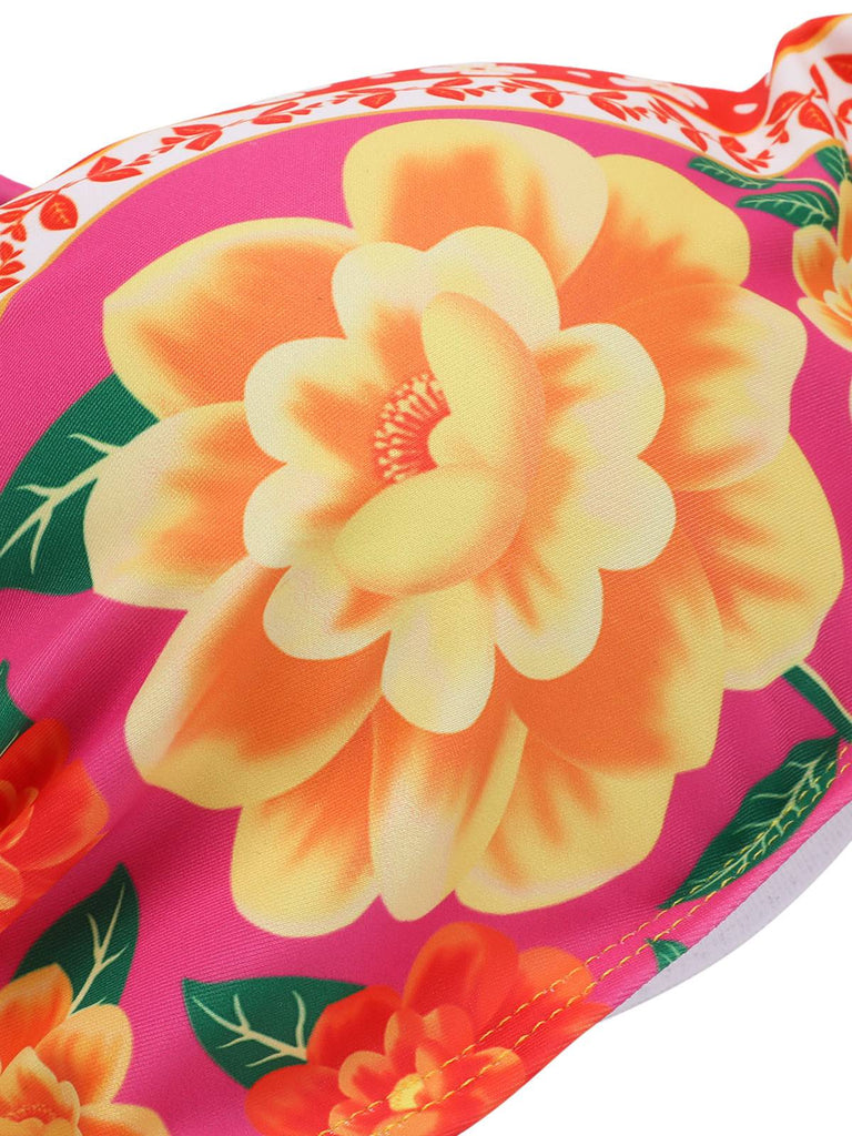 Red 1960s Ruffles Sleeves Flowers Swimsuit — because 1960s glamour never goes out of style