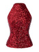 Red 1960s Sequins Sleeveless Top - vintage fashion, retro style, elegant red