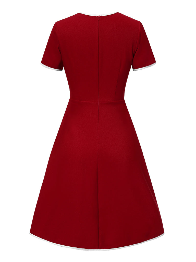 Red 1960s Solid Faux Pocket Dress | Retro Stage Red 1960s Solid Faux Pocket Dress | Retro Stage