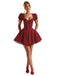 Red 1960s Solid Puff Sleeve Lace-up Dress - vintage dress, retro fashion, elegant red