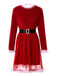 She slips into this Red 1960s Velvet Mesh Patchwork Belted Dress and suddenly it's a 1960s daydream