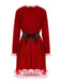 Red 1960s Velvet Mesh Patchwork Belted Dress: where 1960s romance meets her modern spirit