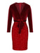 Red 1960s Velvet Sequined Patchwork Pencil Dress, vintage dress, retro fashion - perfect for women who love vintage and retro fashion