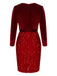 Red 1960s Velvet Sequined Patchwork Pencil Dress, vintage dress, retro fashion - perfect for women who love vintage and retro fashion