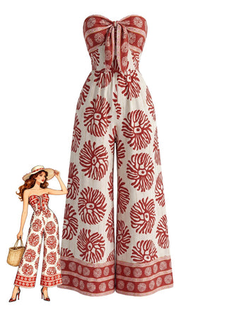 Red 1950s Vintage Retro Jumpsuit