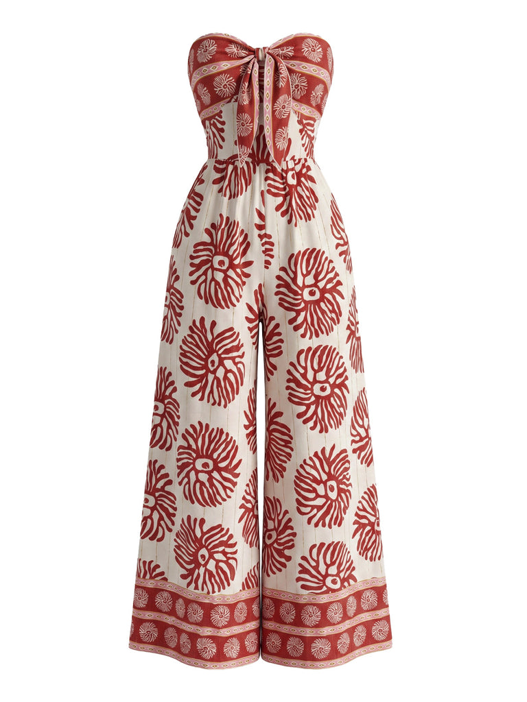 Red 1950s Vintage Retro Jumpsuit 3