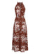 Elegant Red 1940s Vintage Floral Dress 2