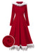 Red 1970s Christmas Fur Hooded Dress, vintage dress, retro fashion - perfect for women who love vintage and retro fashion