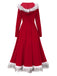 Red 1970s Christmas Fur Hooded Dress, vintage dress, retro fashion - perfect for women who love vintage and retro fashion