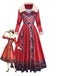 Red 1970s Detachable Fur Collar Boho Dress - vintage dress, retro fashion, elegant red