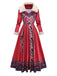 Red 1970s Detachable Fur Collar Boho Dress - vintage dress, retro fashion, elegant red