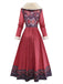 Red 1970s Detachable Fur Collar Boho Dress - vintage dress, retro fashion, elegant red