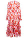 Red 1970s Ruffles Floral Cover-Up Dress - vintage dress, retro fashion, elegant red