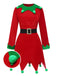 Red 1980s Christmas Elf Costume Dress Set: where 1980s romance meets her modern spirit