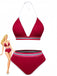 Red 1980s Glitter Halter High Waist Bikini Set, vintage swimsuit, pin-up swimwear - perfect for women who love vintage and retro fashion
