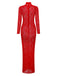 Red 1980s High Neck Sheer Lace Bodycon Maxi Dress - vintage dress, retro fashion, elegant red