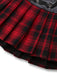 Red 1980s Steampunk Plaid Leather Pleated Skirt - vintage skirt, retro style, elegant red
