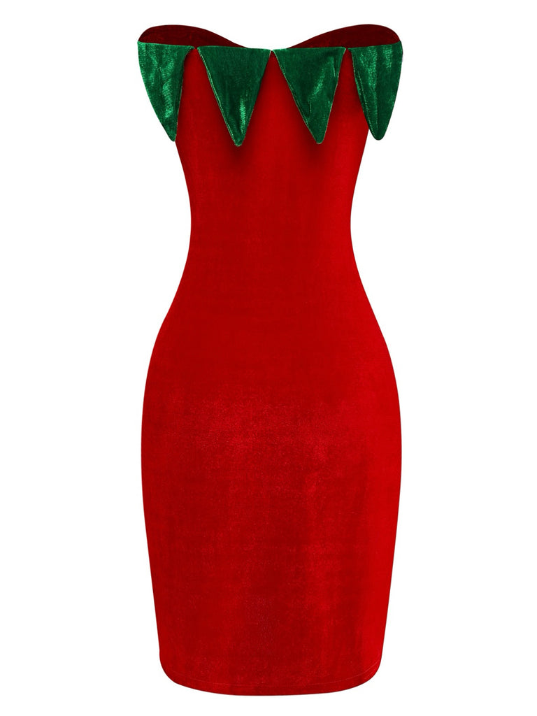 Red 1980s Strawberry Tube Mini Costume Dress - vintage dress, retro fashion, elegant red