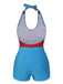 Red & Blue 1930s Solid Patchwork Swimsuit Set, vintage swimsuit, pin-up swimwear - perfect for women who love vintage and retro fashion