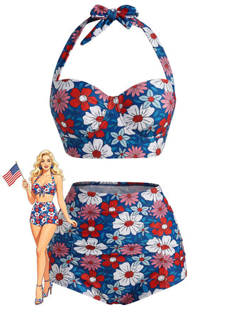 [Pre-Sale] Red & Blue & White 1950s Bikini Set