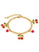 Red Cherry Gold Chain Bracelet - vintage fashion, retro style, elegant red