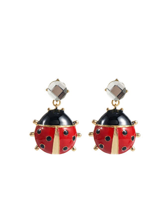 Red Crystal Dragonfly Statement Earrings
