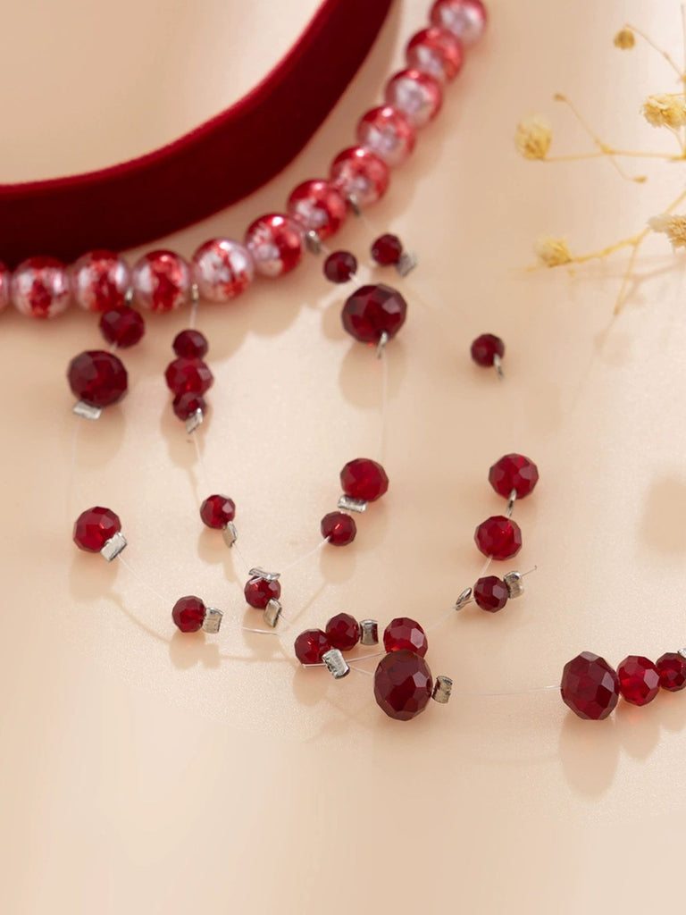 Red Gothic Vampire Velvet Choker Necklace - vintage fashion, retro style, elegant red