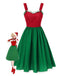 She slips into this Red & Green 1950s Christmas Polka Dots Dress and suddenly it's a 1950s daydream