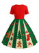 Red & Green 1950s Christmas Snowflake Swing Dress - vintage dress, retro fashion, rockabilly