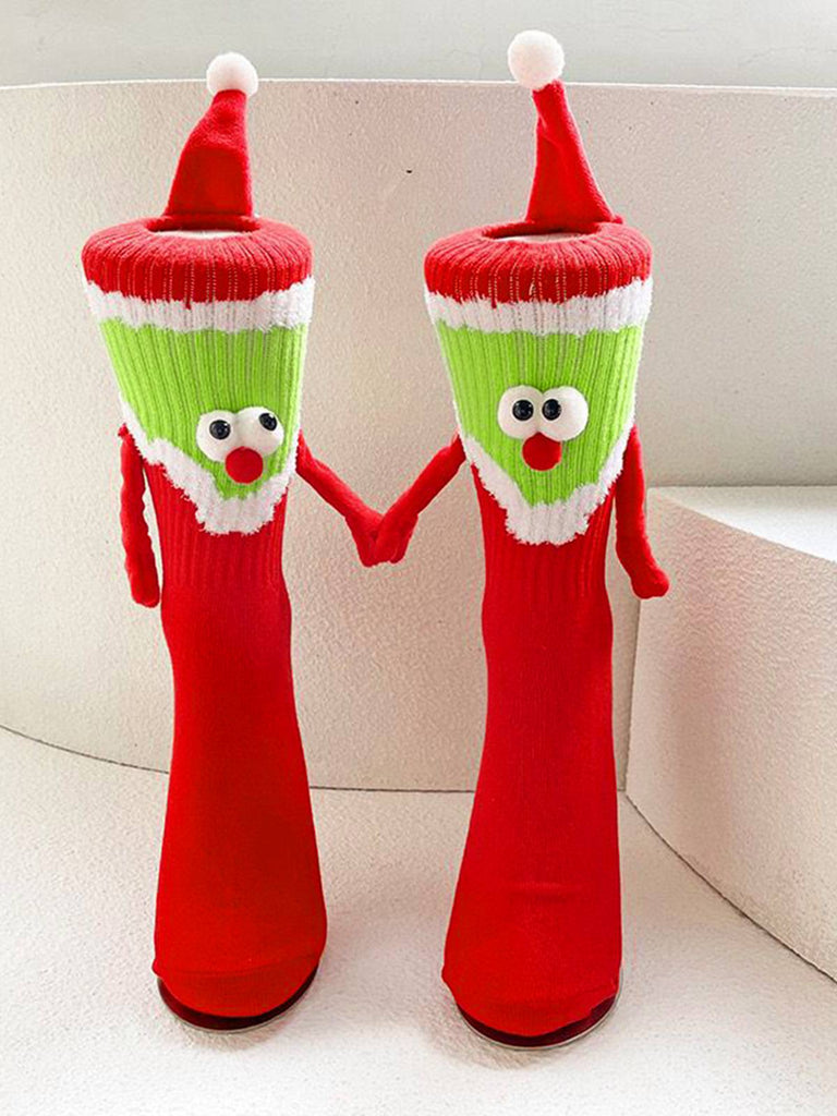 She finds her vintage story in this Red & Green Christmas Holding Hands Socks